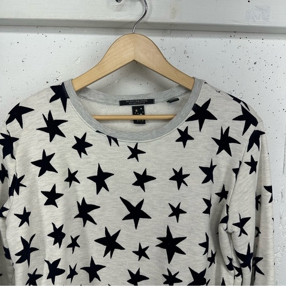 Scotch & Soda Size 2 Medium Gray Stars Sweatshirt - Picture 3 of 15